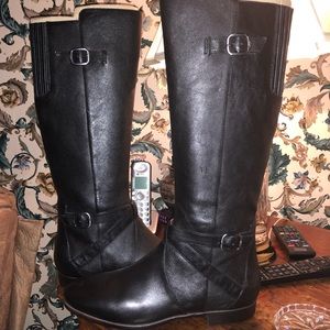 UGG Black Leather Riding Boots